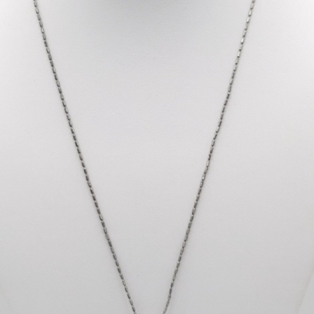 Lirm 925 Italy Signed Womens Silver Oval Ball Chain White Stone Pendant 19 in - Picture 5 of 9